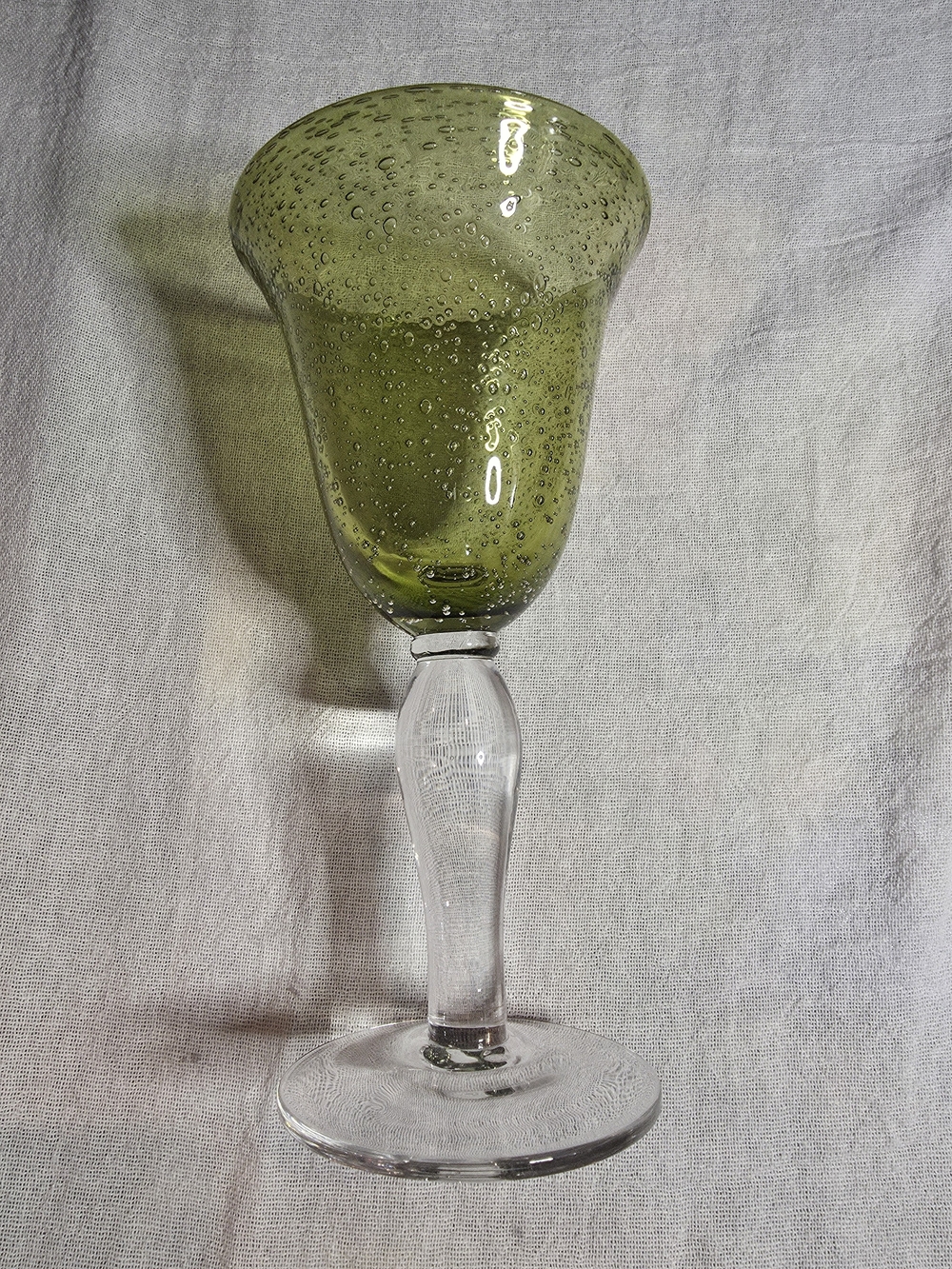 Artland Iris Hand Blown Glass Green Bubble Goblet